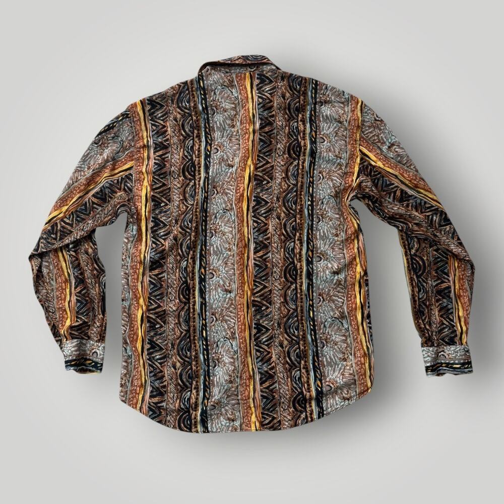 Vintage Yashi Yamamuri Italy Abstract Tribal Print Button Up Shirt Womens XL - Picture 2 of 9